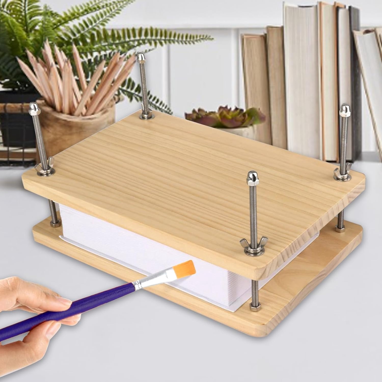 Wooden Book Press, 30 x 20 cm Book Press, Multifunctional Manual Sturdy Bookbinding Tool, Practical Bookbinding Accessories, DIY Bookbinding Labels, Wood Shape Factor, Upholstery Press for Home