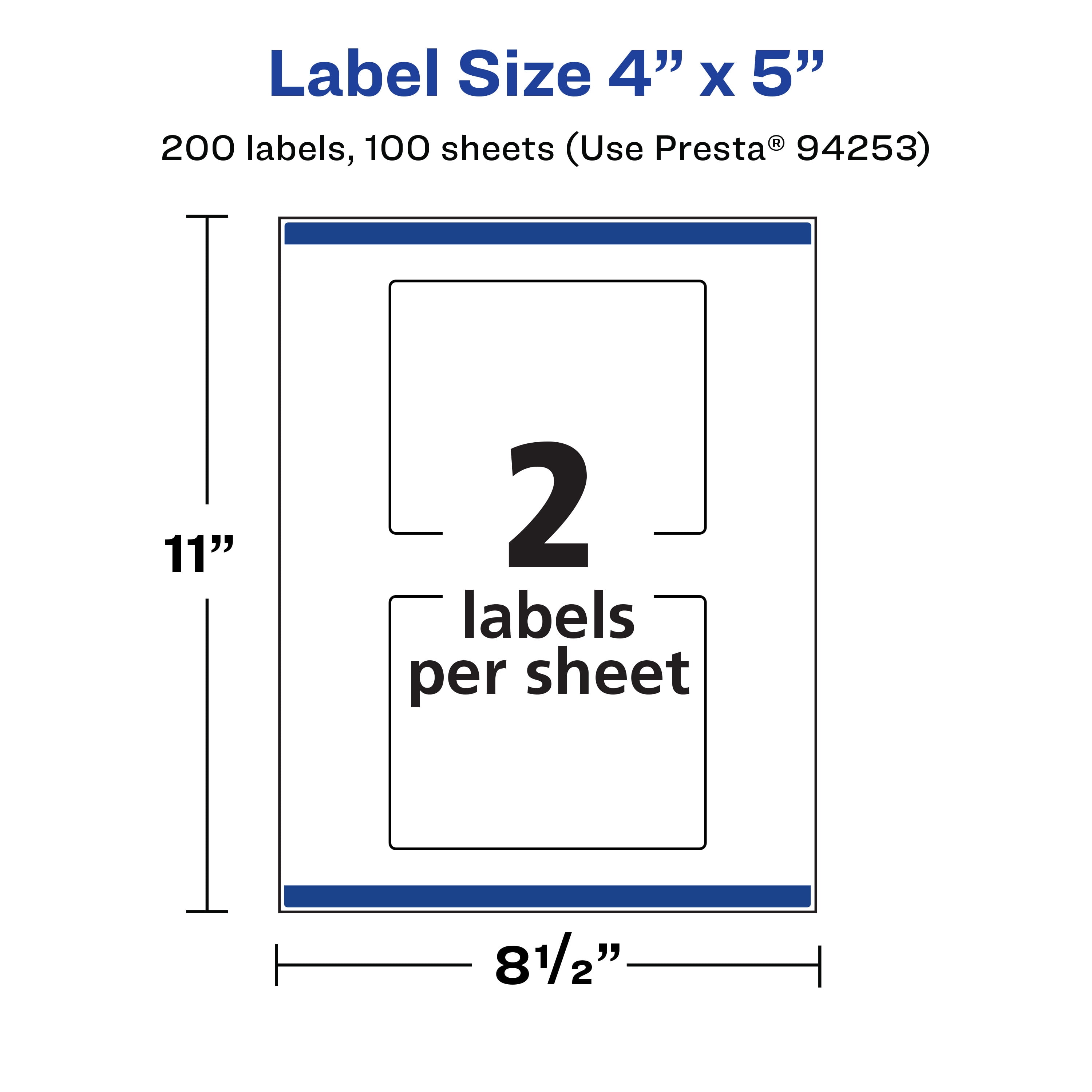 Avery 4" x 5" Waterproof Rectangle Labels, 200 Labels