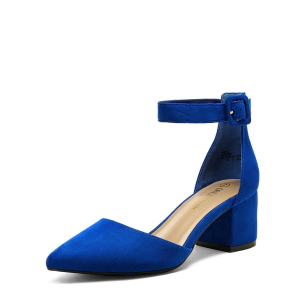 Zapatos DREAM PAIRS ANNEE Punta Fina Tacón Cuadrado Azul