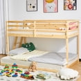 thumbnail image 3 of Zimtown Bunk Bed Twin Over Full with 14.57" Height Safety Guardrail, Low Floor Wood Bed Frame, Wood Color, 3 of 11