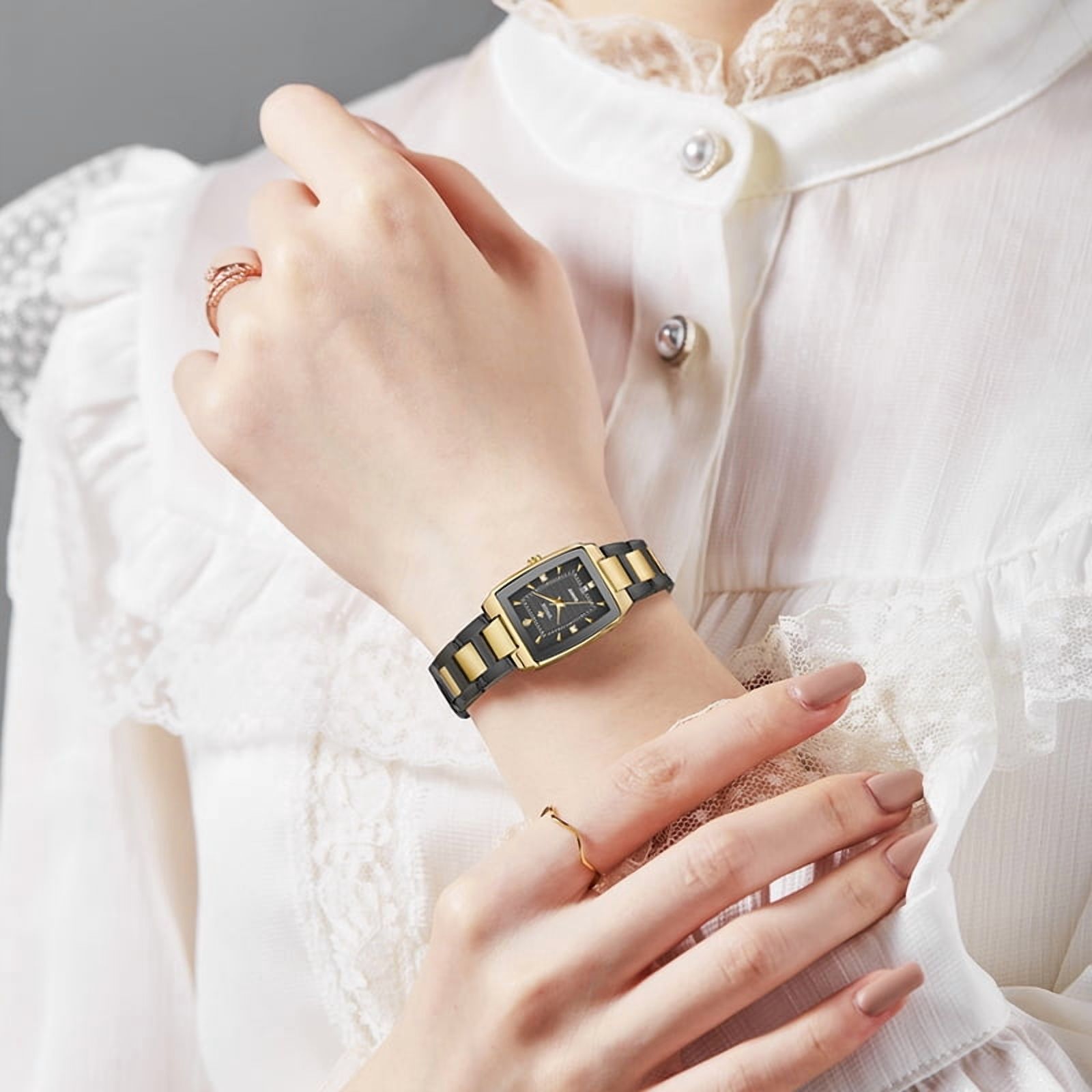 Square Watches for Women, Women's Wristwatches, Ladies Waterproof Stainless Steel Analog Small Dainty Gold Watch for Women