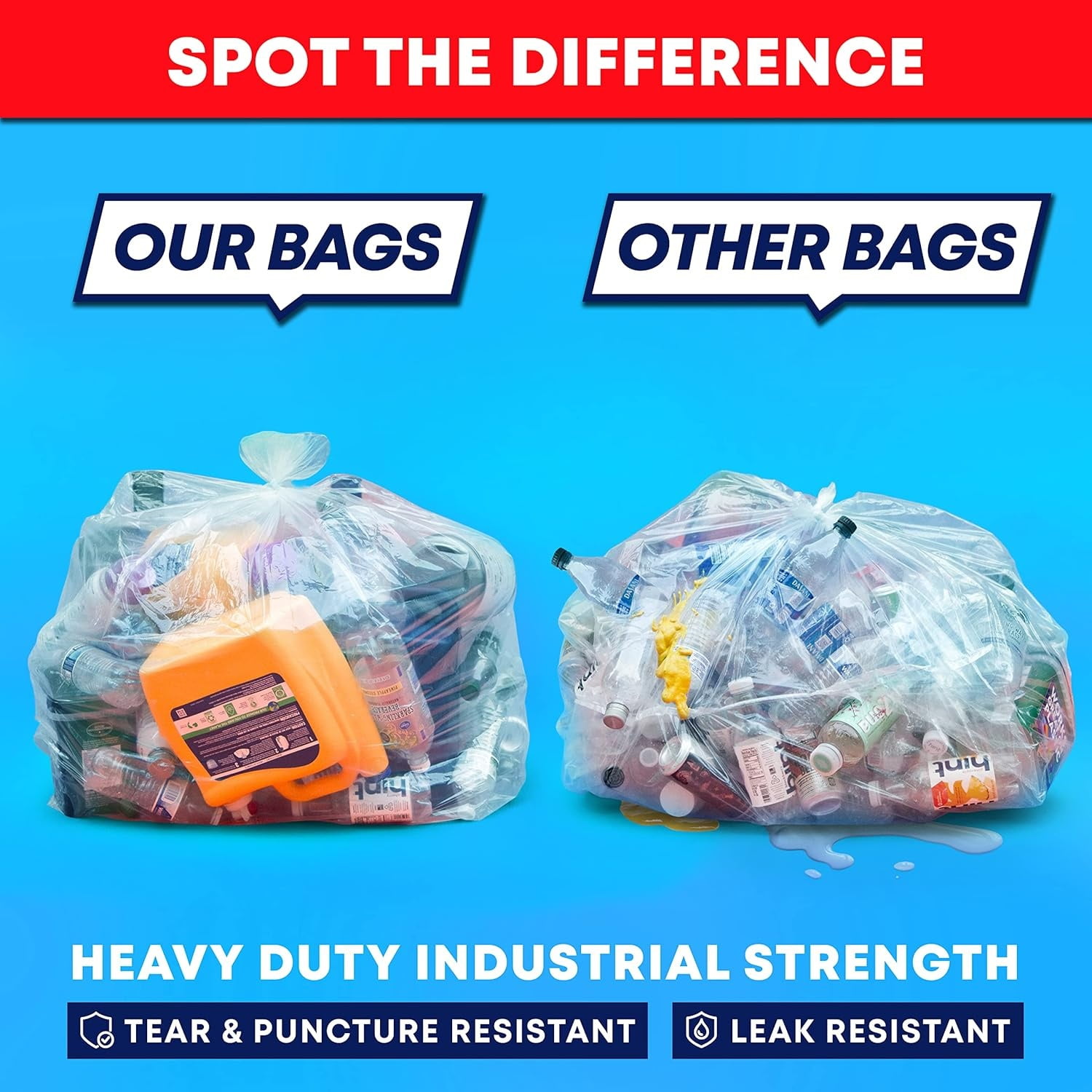 95-100 Gallon Clear Trash Bags Heavy Duty | MegaPack 78 Bags | Extra Large 95-96 Gallon Trash Bags Big Clear Can Liners, Extra Large 90 Gal, 95 Gal, 96 Gal,100 Gallon Heavy Duty Garbage Bags