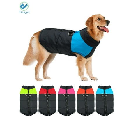 Deago Plus Size Dog Warm Vest Jacket Coat Pet Waterproof Cold Winter Cat Clothes for Large Dogs (66-110