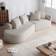 thumbnail image 4 of Modern Upholstered Oversized Sectional Sofa, 112-Inch Chenille 4-Seater Extra Deep & Wide Seat Curved Cloud Couch with 4 Throw Pillows, Free Combination Sofa Couch for Living Room,Bedroom (Khaki), 4 of 11