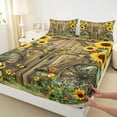 thumbnail image 3 of Castle Fairy Rustic Floral Sunflowers Twin Sheet Sets 3pcs for Female Men Adults,Chic Floral Blossoms Twin Fitted Sheet Microfiber,Rustic Lodge Cabin Breathable Flat Sheet,Breathable Home Decor, 3 of 7