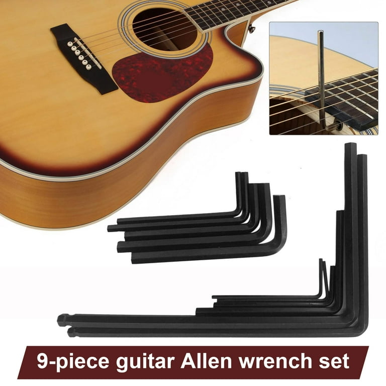 11Pcs Set Guitar Truss Rod Wrench L Shaped Neck Repair Metal Ball End Acoustic Guitar Hexagonal Wrench Set for Guitarist