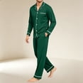 thumbnail image 5 of Delconic Mens Pajama Set Long Sleeve Button Front Sleepwear Set Collared Shirt and Full Length Pants Relaxed Fit Loungewear Army Green L, 5 of 6
