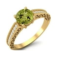 thumbnail image 2 of 6mm Round Peridot 925 Sterling Silver Gold Vermeil Solitaire Accents Valentines Day Gifts Ring, 2 of 3