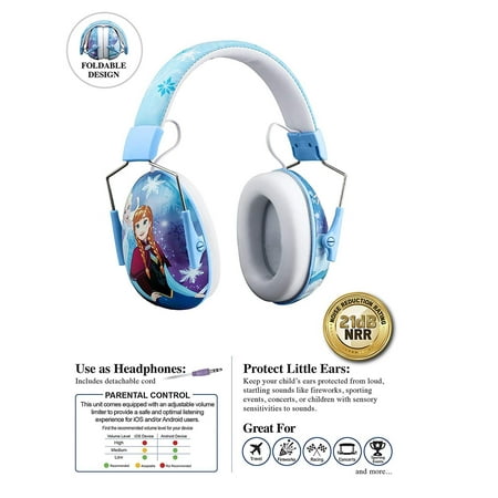 Frozen Kids Ear Protectors Earmuffs and Headphones 2 in 1 Noise Reduction and Headphones for Kids Ultra Lightweight (Best Noise Reduction Headphones For Kids)