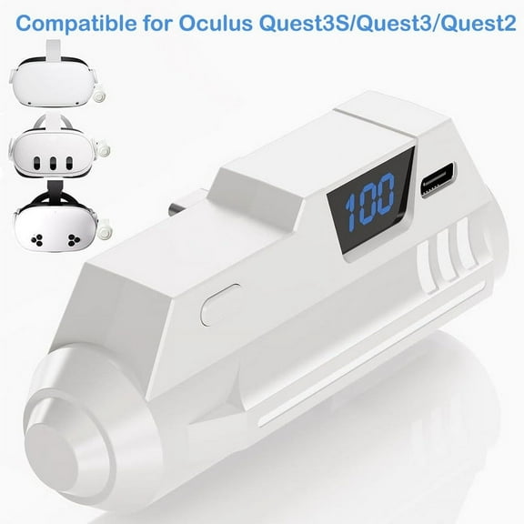 5000mAh Battery Pack for Meta Quest 3S/3/Oculus Quest 2, Lightweight and Portable Headset Accessories Fast Charging LCD Display Battery, Extend Power Accessories for Extra 2H Playtime