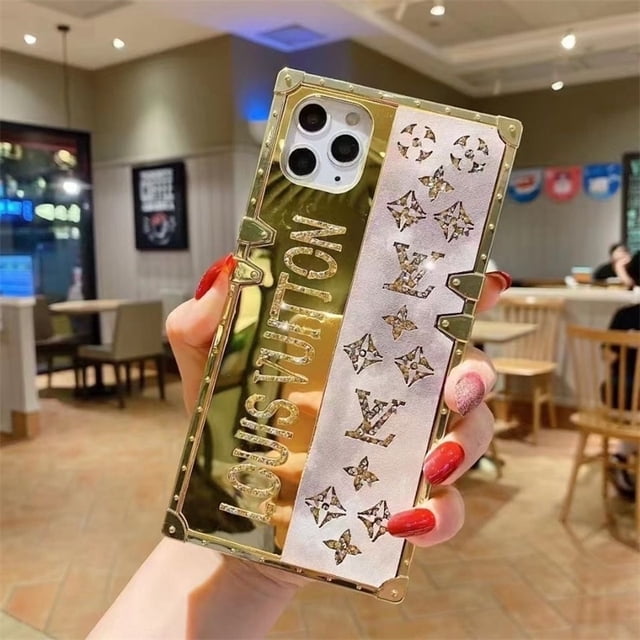 Carcasa Huawei Honor X9a X6 X7 X8 X9 4G/5G honor70 60 50 80 Moda L.V Golden Mirror Square Funda Para Teléfono