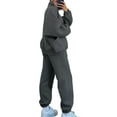thumbnail image 2 of Innerwin Two Piece Outfit Long Sleeve Women Sweatsuits Jogging Solid Color Casual Tracksuit Sets Dark Gray M, 2 of 8