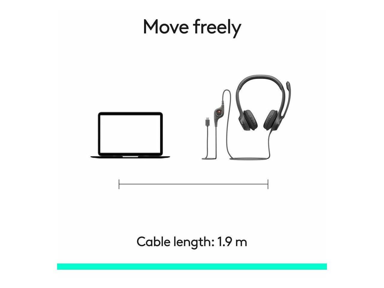 Logitech H390 USB Type C Noise Cancelling Computer Headset - Black