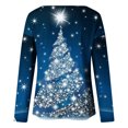 thumbnail image 5 of Blusa de manga larga con cuello redondo y estampado de árbol de Navidad para mujer Pompotops  FGAJ12536, 5 of 5