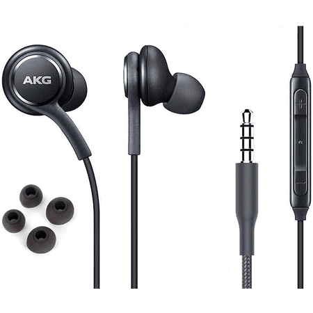 OEM InEar Earbuds Stereo Headphones for Nokia Lumia 530 Plus Cable - Designed by AKG - with Microphone and Volume Buttons (Black)
