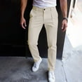 thumbnail image 2 of LODIENY Men Golf Dress Pants Stretch Slim Fit Casual Trouser Button Waist Slacks for Men Straight Leg Lightweight Trousers with Pockets Beige XL, 2 of 9