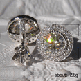 thumbnail image 4 of Pendientes con incrustaciones de destellos de circonitas redondas y llenos de diamantes, pendientes de temperamento elegantes para mujer, 4 of 6