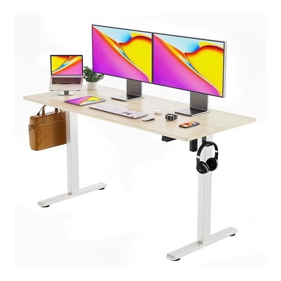 Electric Standing Desk 55 Inch - Height Adjustable Sit Stand Workstation - Large Computer Desk for Home Office - Rectangular 55x24 Inch - Black