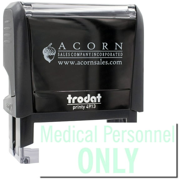 Large Self-Inking Medical Personnel Only Stamp, Trodat Printy 4913, Press and Print Stamping, Impression Size 7/8" x 2-1/4", Up to 10,000 Impressions - Mint Green Ink