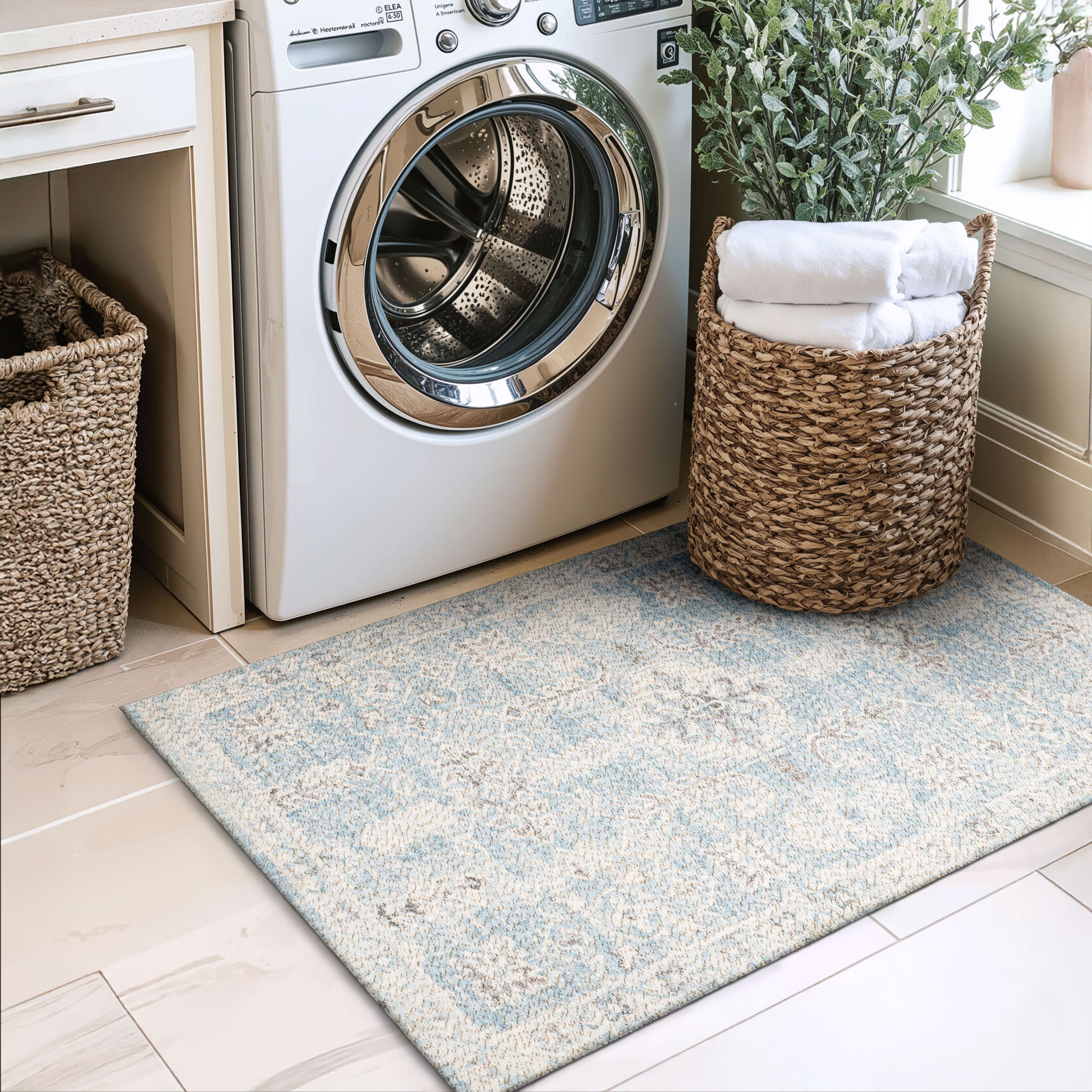 Mainstays Zula Acacia Low Pile Stain- and Fade-Resistant Polyester Indoor Accent Rug, Blue, 2 ft 6 in x 3 ft 9 in
