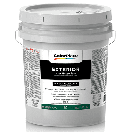 ColorPlace Medium Base, Flat, Classic Exterior House Paint, 5 gal