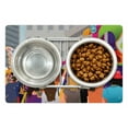 thumbnail image 1 of New Orleans Pet Mat for Food and Water, People in Mardi Gras Festival Cartoon Style Fat Tuesday Carnival with a Parade, Non-Slip Rubber Mat for Dogs and Cats, 18" X 12", by Ambesonne, 1 of 2