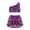Purple, variant on Haitryli Kids Girls 2 Piece Jazz Latin Ballroom Dance Outfits Sequins One Shoulder Crop Top with Skirt Gold 10