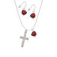 thumbnail image 2 of Delight Jewelry Stainless Steel Jeremiah 29:11 - I Have Plans for You Engraved Cross - Red Lucky Ladybug Necklace and Dangle Earrings Set, 2 of 6