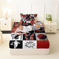 thumbnail image 4 of Castle Fairy Minimalist Basketball Collage Twin Sheets 3pcs, Sports Theme Splash Bedding, Red Black White,1 Fitted Sheet, 1 Flat Sheet and 1 Pillowcase, 4 of 6