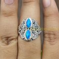thumbnail image 4 of Blue Dainty Opal Gemstone Pure 925 Sterling Silver Handmade Promise Silver Design Ring Gift Jewelry, 4 of 5