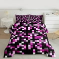 thumbnail image 3 of Manfei Abstract Pixel Bedding Comforter Set,Minimalism Geometric Checkered Twin Comforter Sets,Pink Black Bedding Set For Girls Boys,Super Cozy Room Decor Reversible,2 Pieces, 3 of 9