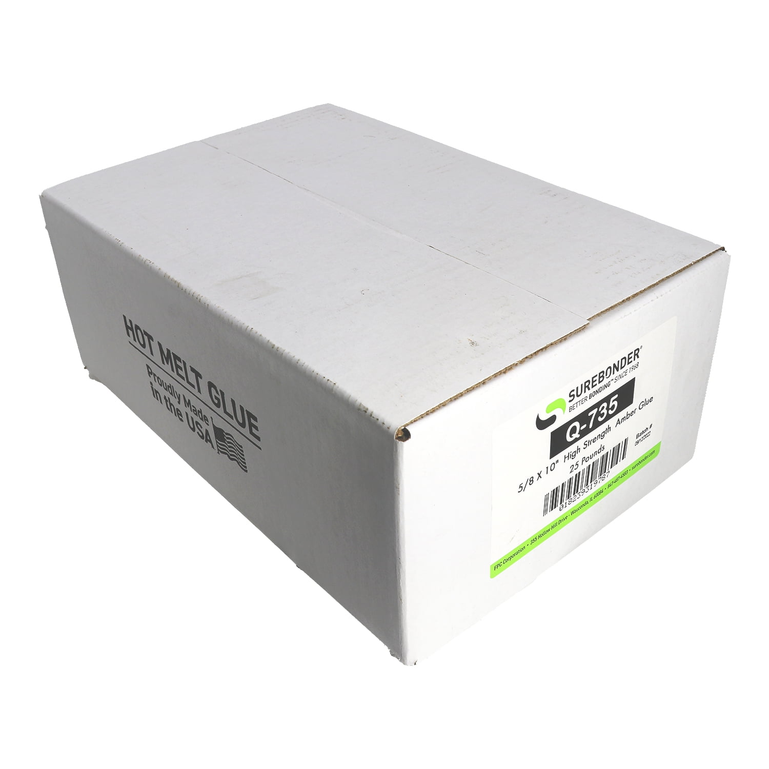 Q-735 High Strength Hot Melt Glue Sticks - 5/18" x 10" | 25 Lb Box