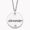 Personalized Birthstone Sterling Silver Name Disc Pendant, 20"
