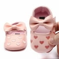 thumbnail image 4 of Odeerbi Infant Toddler Girls Princess Shoes Soft Sole Prewalker Leather Bow Shoes Kid Baby Cute Solid Color Soft Shoes Pink, 4 of 6