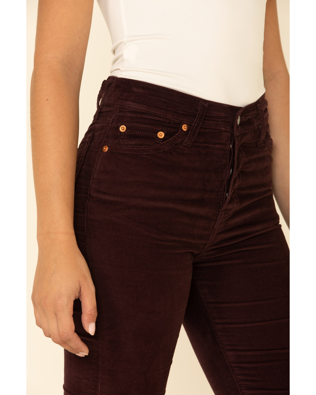 Levi's Women's Moleskin High Rise Wedgie Skinny Jeans Burgundy 26W x 27L - image 4 of 6