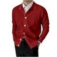 thumbnail image 2 of UTTOASFAY Winter Coats for Men Clearance Men'S Lapel Knitted Sweater Cardigan Sweater Elastic Slim Sweater Rollbacks Red Xl, 2 of 3