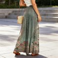 thumbnail image 7 of Watercolor Floral Wide Leg Pants for Women, High Waist Drawstring Palazzo Trousers - Boho Summer Flowy Beach Bottoms Army Green L, 7 of 7