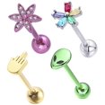 thumbnail image 1 of WASOLIE 4Pcs 14G Stainless Steel Tongue Rings Barbells Mix-color Body Piercing Jewelry, 1 of 6