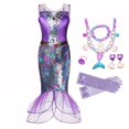 thumbnail image 1 of Disney-vestido de la Sirenita Ariel para niña, disfraz de carnaval, ropa de fiesta de cumpleaños, vestido de verano, 1 of 4