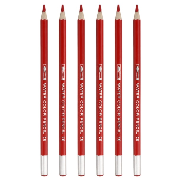 Lápiz de acuarela Uxcell para mezclar, colorear, dibujar bocetos, pintar, 6 piezas, rojo