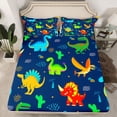 thumbnail image 2 of jejeloiu Colorful Dinosaur Dino Twin Sheet Sets,Cartoon Animal Twin Fitted Sheet,Abstract Green Cactus Flat Sheet For Boys,Ultra Soft Home Decor,3-Piece, 2 of 7