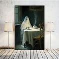thumbnail image 4 of Halloween poster Elegant Ghost Drinking Tea Wall Art Funny Gothic Aesthetic Spooky Posters Creepy Dark Academia Wall Decor Dorm Bathroom, 4 of 5