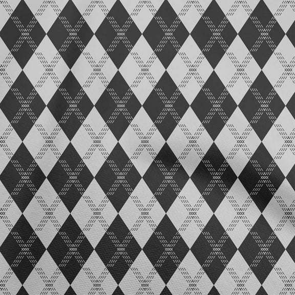 oneOone Polyester Spandex Black Fabric Check Argyle Sewing Craft Projects Fabric Prints By Yard 56 Inch Wide