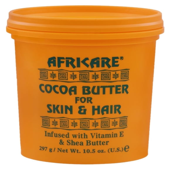 Manteca de cacao Africare 10.5 oz - para piel y cabello - Enriquecida con vitamina E y manteca de karité