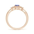 thumbnail image 2 of ANGARA Natural Oval Tanzanite Bypass Ring with Trio Diamond Accents in 14K Rose Gold for Women (Size-7x5mm) | December Birthstone, Anniversary, Jewelry Gift for Women | Natural Tanzanite Ring, 2 of 8