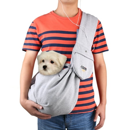 Gray Cat Strap Small Pet Shoulder Bag Sling Carrier with Pouch Adjustable Strap for 12 Lbs Dog Cat Rabbit, Gray ()