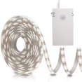 thumbnail image 1 of Tira de luces LED con sensor de movimiento a batería, 2 m, 60 luces LED, sensor de movimiento a batería para armarios, escaleras, cocina, cama (blanco), 1 of 5