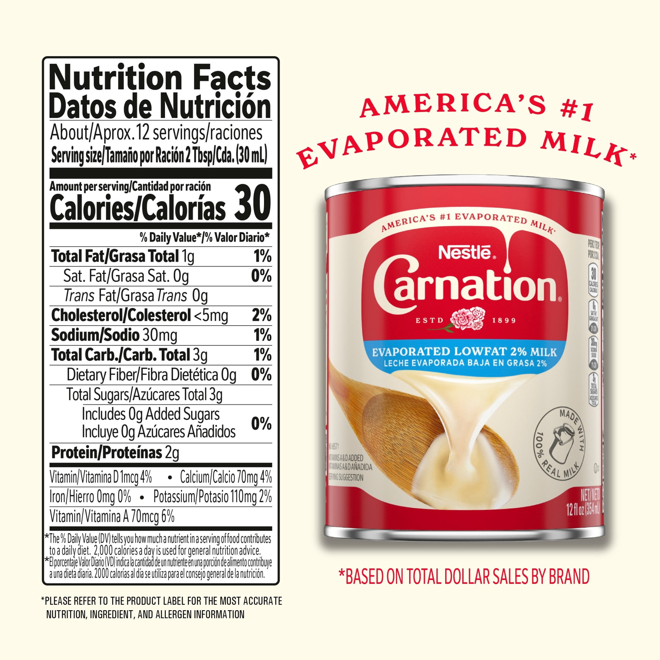 (24 pack) Carnation Evaporated Lowfat 2% Milk, Vitamin D Added, Evaporated Milk Canned, 12 fl. oz. Can