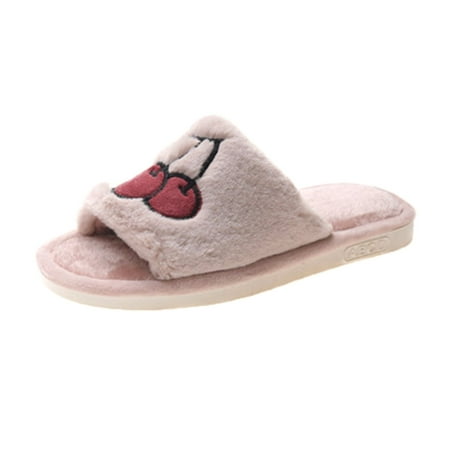 

knqrhpse Slippers for Women Fashion Cute Cartoon Fruit Plush Shoes Ladies Flat Sliper House Slippers for Woman Fuzzy Slippers Cute Slippers
