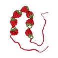 thumbnail image 3 of Breezora Handmade Strawberry Crochet Headband for Girls Women Cute Tie Back Kawaii Red Berry Accessory for Birthday Gifting Parties, 3 of 7
